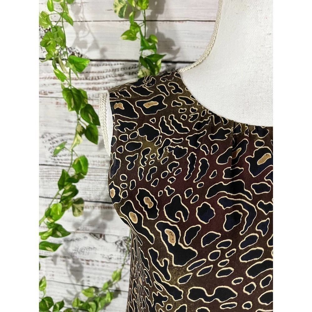 Tory Burch Blouse Tank size 2 Black Brown Cheetah Animal Sheer Cocktail Wedding - Picture 4 of 10